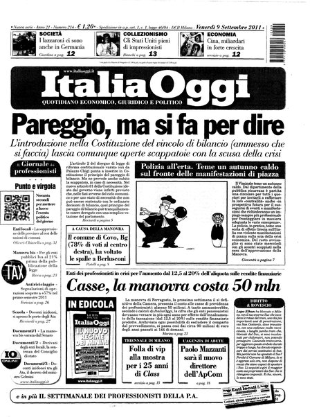 Italia oggi : quotidiano di economia finanza e politica